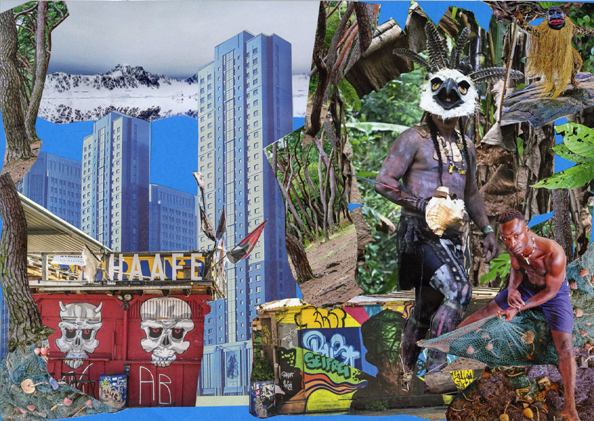 2. Collage effectué par une personne détenue d’après une œuvre de David Gagnebin-de Bons.
            