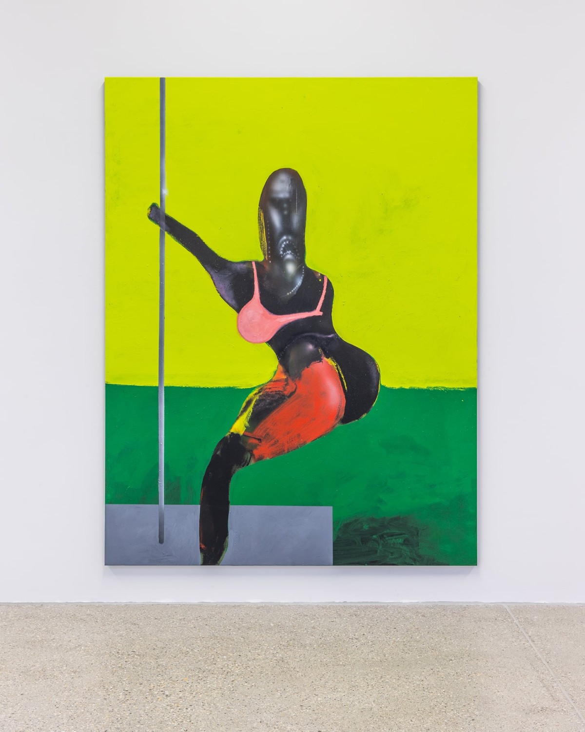 Pol Taburet, <em>The Stripper, </em>huile, acrylique, alcool sur toile, 200x160 cm, 2023, courtoisie Mendes Wood DM et Fondation Lafayette Anticipations, photo : Théo Dufloo.