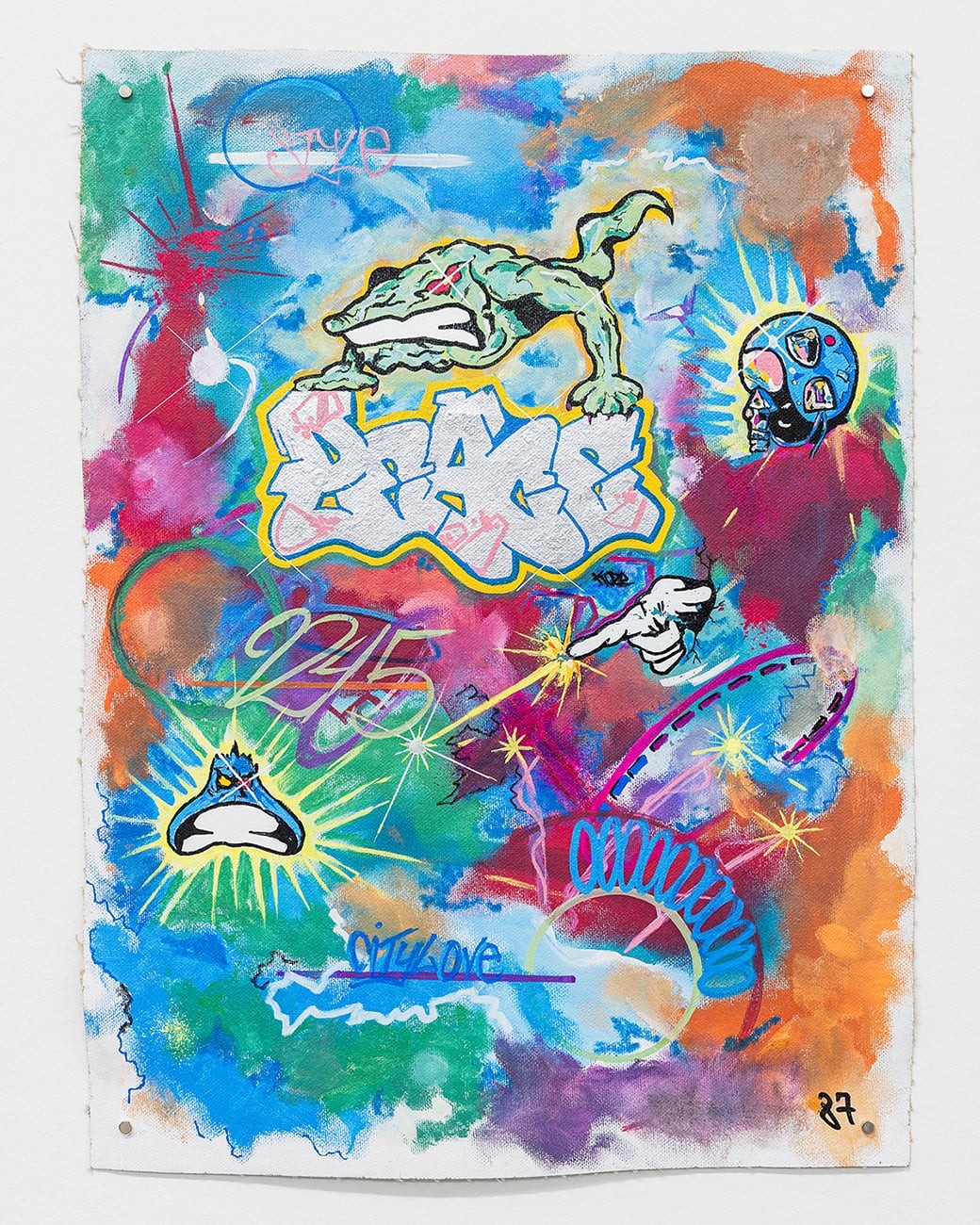 Koze, <em>Destroyers</em>, acrylique et spray sur toile, 30 x 43,5 cm, 1988-1989, photo : Théo Dufloo.