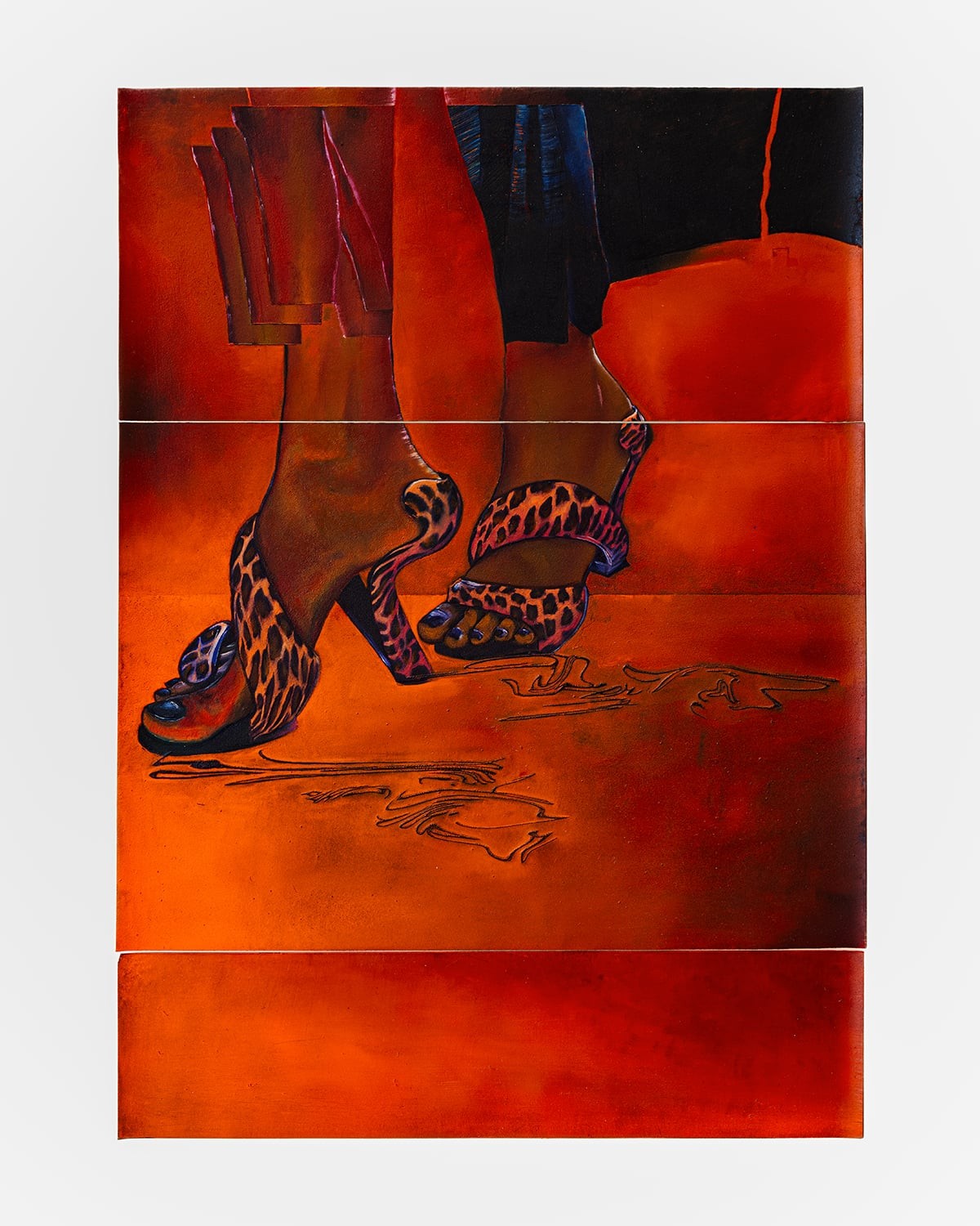 Niels Trannois, <em>Astrit</em>, huile sur porcelaine gravée au laser sur plexiglas, 51 x 36 cm, 2024, photo : Théo Dufloo.